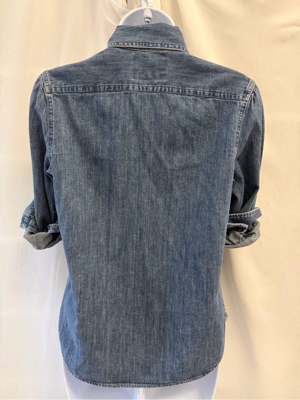Polo Ralph Lauren Necktie Denim Shirt Bow Blouse Sz 0 - Picture 4 of 12